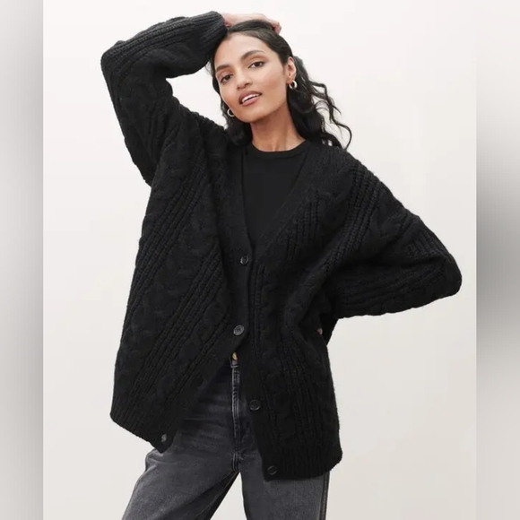 Jenni Kayne Cable Cocoon Cardigan In Black